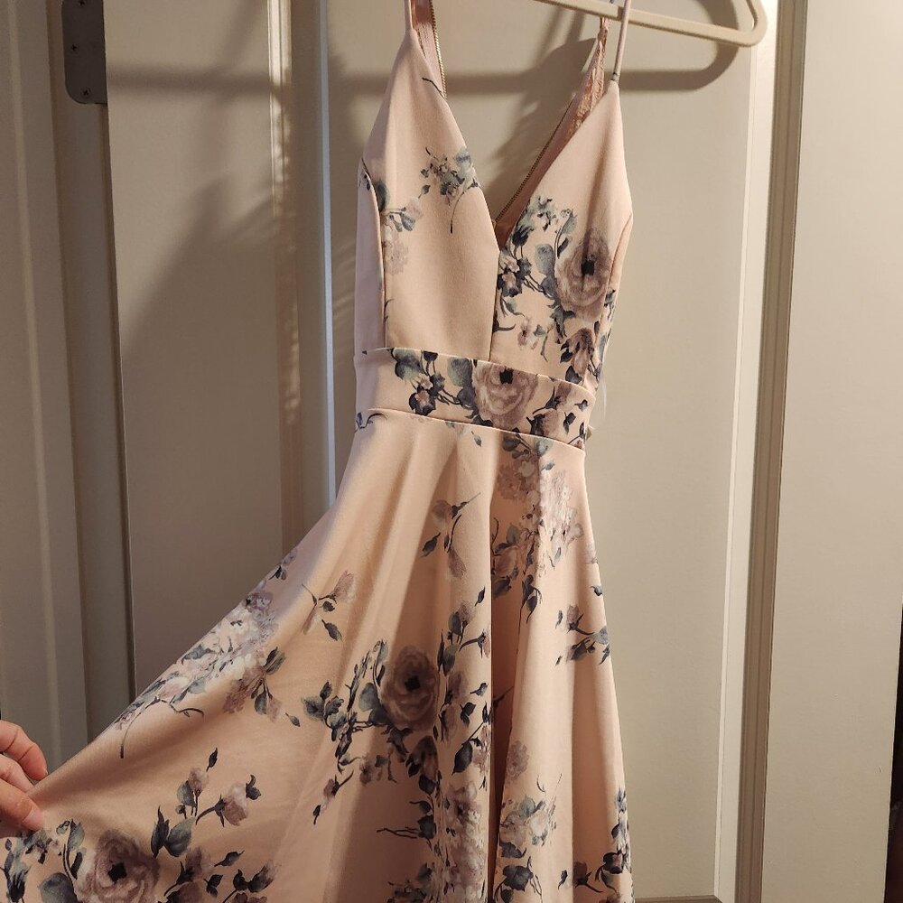 Pink flower silk like dress